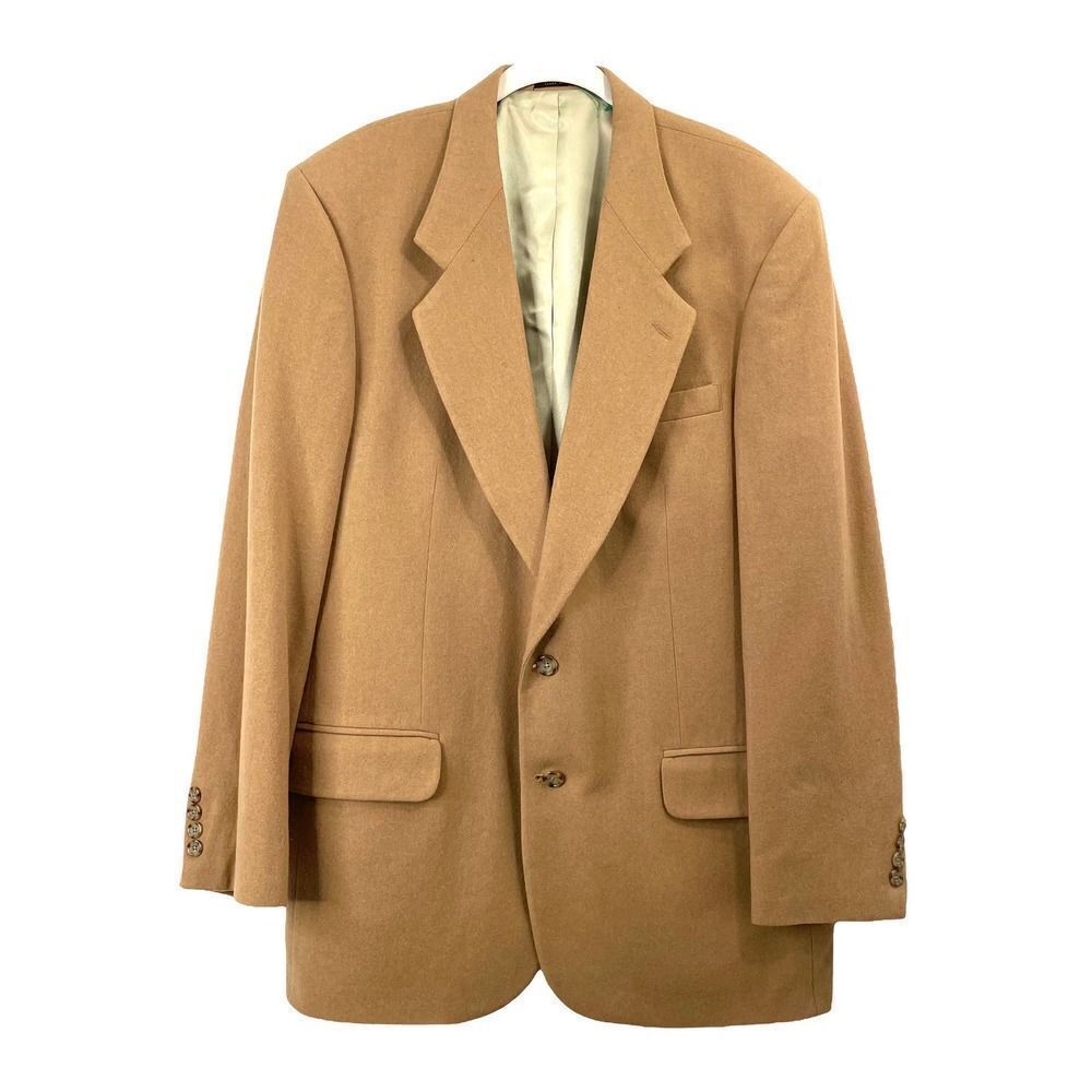 Oscar De La Renta wool cashmere blend suit jacket blazer Sz 44L camel‎ caramel